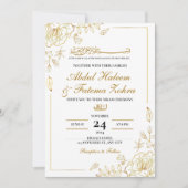 Roos Goud Lijst Elegant White Paper Modern Nikah Kaart (Voorkant)