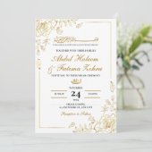 Roos Goud Lijst Elegant White Paper Modern Nikah Kaart (Staand voorkant)