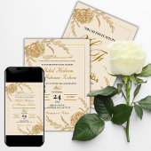 Roos Goud Lijst Elegant White Paper Modern Nikah Kaart