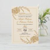 Roos Goud Lijst Elegant White Paper Modern Nikah Kaart (Staand voorkant)