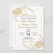 Roos Goud Lijst Elegant White Paper Modern Nikah Kaart (Voorkant)