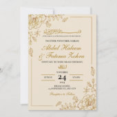 Roos Goud Lijst Elegant White Paper Modern Nikah Kaart (Voorkant)