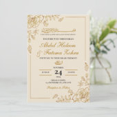 Roos Goud Lijst Elegant White Paper Modern Nikah Kaart (Staand voorkant)
