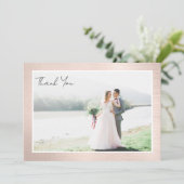 Roos Goud Lijst Fotobruiloft Bedankkaart (Staand voorkant)