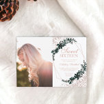 Roos goud lijst groen confetti foto Sweet 16 Kaart<br><div class="desc">Roos gouden lijst groene waterverf blad en roos gouden confetti foto Sweet 16 verjaardagsfeestuitnodiging,  voeg uw afbeelding toe.</div>