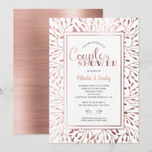 Roos Goud Lijst Koppels Douche, kleur veranderlijk Kaart (Voorkant / Achterkant)