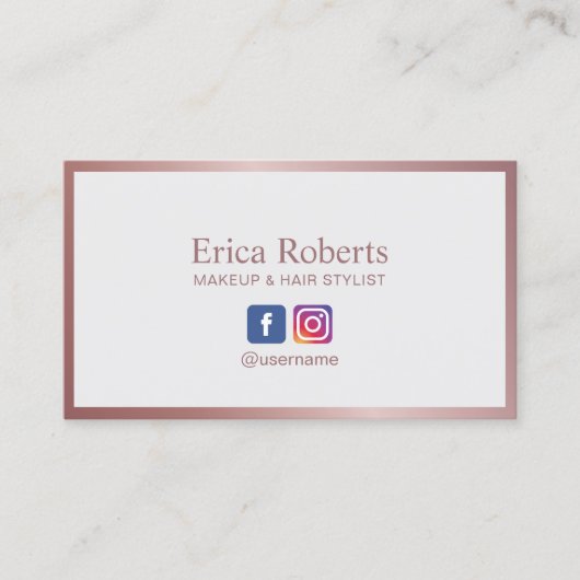 Roos Goud Lijst Minimalistische make-up haarstylis Visitekaartje (Voorkant)