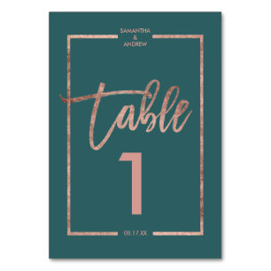 Roos goud lijst script groen blauwgroen tabelnumme kaart
