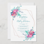 Roos Goud lijst waterverf Bloemdoop Kaart (Voorkant)