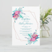 Roos Goud lijst waterverf Bloemdoop Kaart (Staand voorkant)