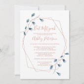 Roos goud lijst waterverf chic blue Bat Mitzvah Kaart (Voorkant)