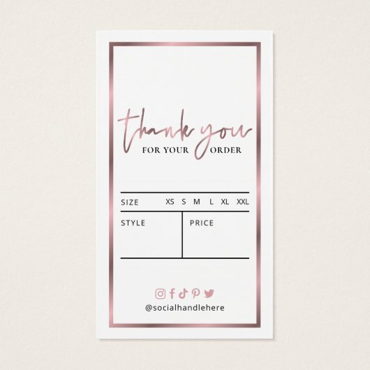 Roos Goud Logo Chic Luxe Kleding Prijs Label Label Visitekaartje (Achterkant)