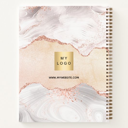 Roos goud logo elegant notitieboek (Achterkant)