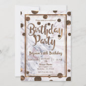 Roos Goud Marmer Brons Koper Verjaardagsfeest Kaart (Voorkant)