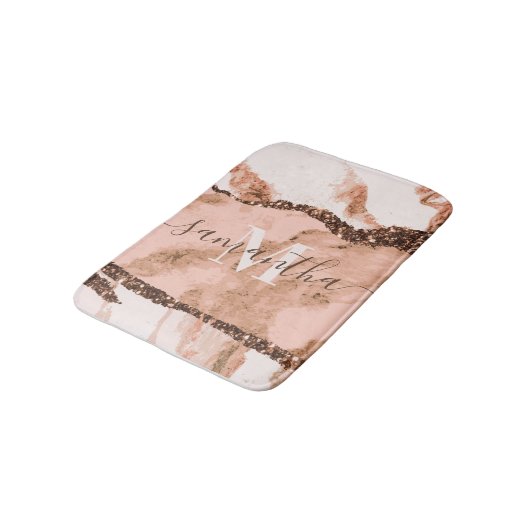 Roos Goud Marmer en Glitter Badmat (Gekanteld)