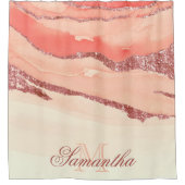 Roos Goud Marmer en Glitter Douchegordijn (Voorkant)