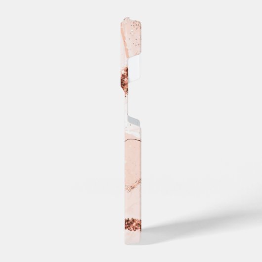 Roos Goud Marmer en Glitter iPhone Hoesje (Linkerkant)