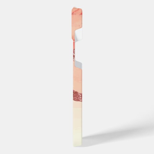 Roos Goud Marmer en Glitter iPhone Hoesje (Linkerkant)