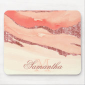 Roos Goud Marmer en Glitter Muismat (Voorkant)