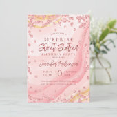 Roos Goud Marmer Glitter Foto SURPRISE Sweet 16 Kaart (Staand voorkant)