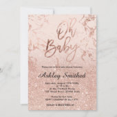 Roos goud marmer glitter roze ombre Oh baby shower Kaart (Voorkant)