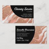 Roos Goud Marmer Glitz Zwart Visitekaartje (Voorkant / Achterkant)