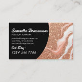Roos Goud Marmer Glitz Zwart Visitekaartje (Achterkant)