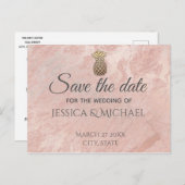 Roos Goud Marmer Goud Ananas Bewaar de datum Aankondigingskaart (Voorkant / Achterkant)