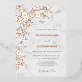 Roos Goud Marmer | Kersenbloesem bruiloft Folie Uitnodiging (Voorkant)