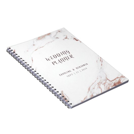 Roos goud marmer luxe moderne bruiloft planner notitieboek (Rechterzijde)