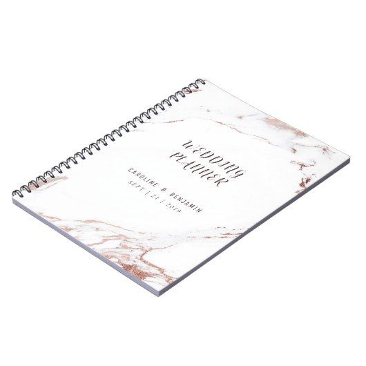 Roos goud marmer luxe moderne bruiloft planner notitieboek (Linkerzijde)