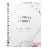 Roos goud marmer luxe moderne bruiloft planner notitieboek (Voorkant)