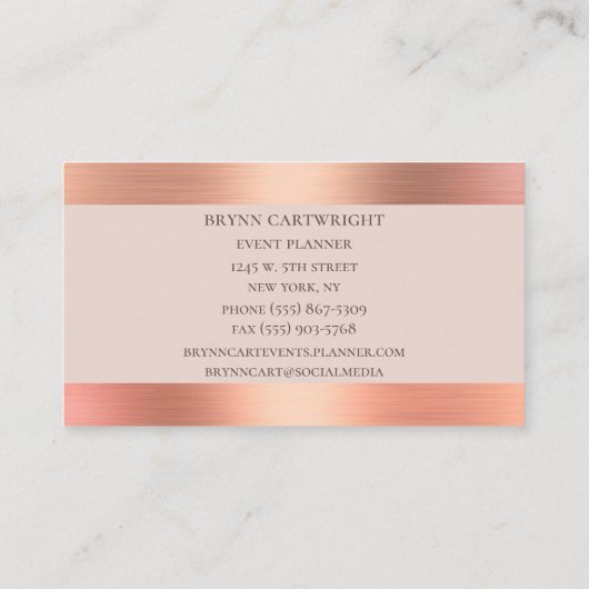 Roos Goud Marmer Modern Elegant Visitekaartje (Achterkant)