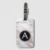 Roos Goud Marmer Monogram Bagagetas Label Bagagelabel (Voorkant (verticaal))