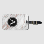 Roos Goud Marmer Monogram Bagagetas Label Bagagelabel (Voorkant (horizontaal))