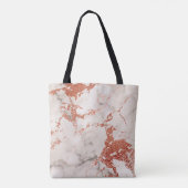 Roos Goud Marmer Monogram Boekentas Tote Bag (Achterkant)