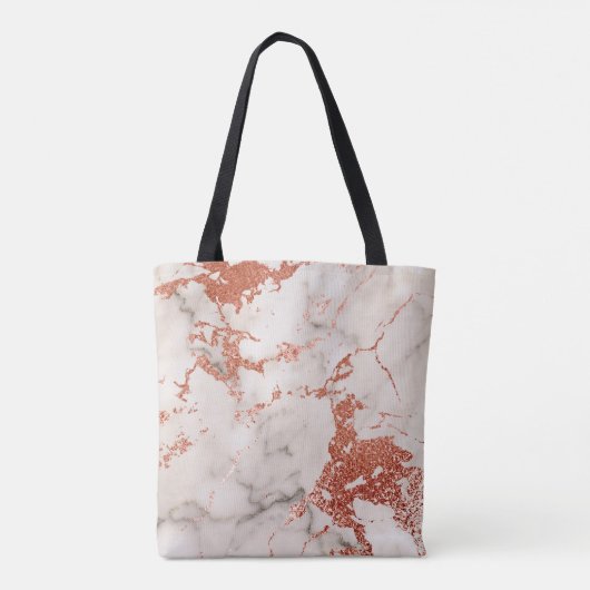 Roos Goud Marmer Monogram Boekentas Tote Bag (Achterkant)