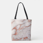 Roos Goud Marmer Monogram Boekentas Tote Bag (Achterkant)