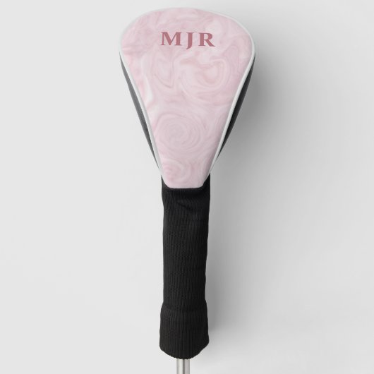 Roos Goud Marmer | Monogram gepersonaliseerd Golfheadcover (Voorkant)