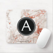 Roos Goud Marmer Monogrammed Moderne Muismat (Met muis)