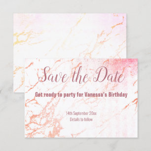 ROOS GOUD MARMER ONTWERP SAVE THE DATE RSVP KAARTJE