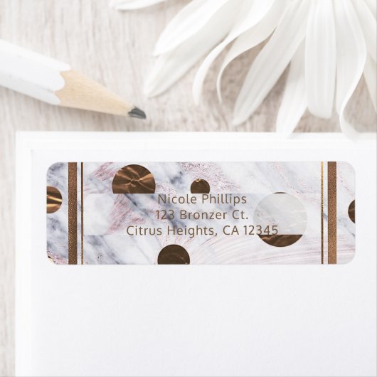 Roos Goud Marmer Swirl Brons Koper Chique Glam Etiket (Insitu)