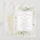 Roos Goud Marmer Waterverf Groen Vrijgezellenfeest Kaart (Voorkant / Achterkant)