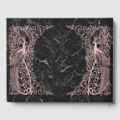 Roos Goud Marmeren Art Deco Pauw Huwelijk Gastenboek (Achterkant)