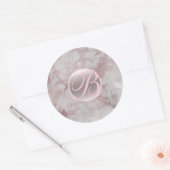 Roos Goud Marmeren Glam Modern Monogram Initiaal Ronde Sticker (Envelop)