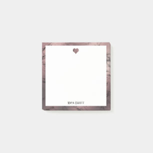 Roos Goud Marmeren Hart en Rand op Wit w / Naam Post-it® Notes