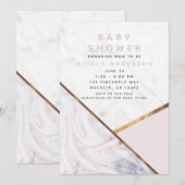Roos Goud Marmeren Werveltje Blush Roze Baby showe Kaart (Voorkant / Achterkant)
