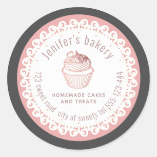 Roos goud met een olieafdruk Homemade cupcakes en  Ronde Sticker