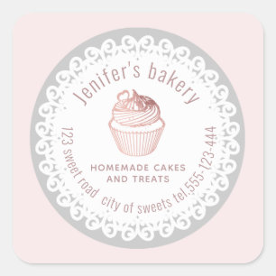 Roos goud met een olieafdruk Homemade cupcakes en Vierkante Sticker
