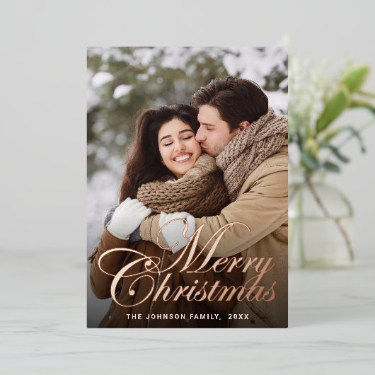 Roos goud met prettige feestdagen (Staand Voorkant)